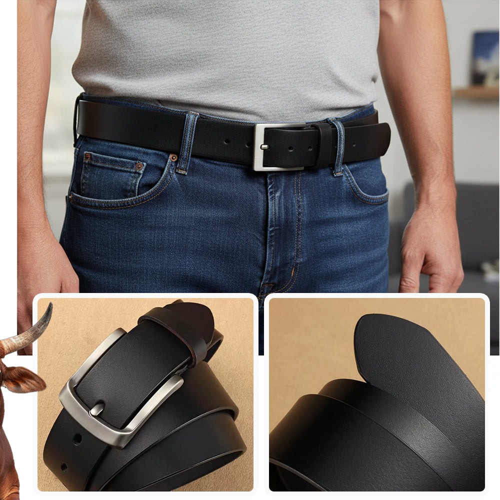 Cinturón en cuero garantizado casual para hombre